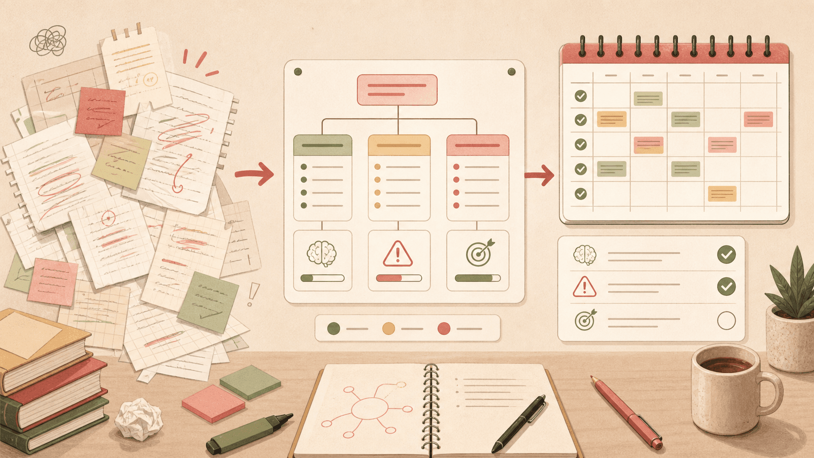 Illustration for How to Turn Messy Notes Into a Study Plan